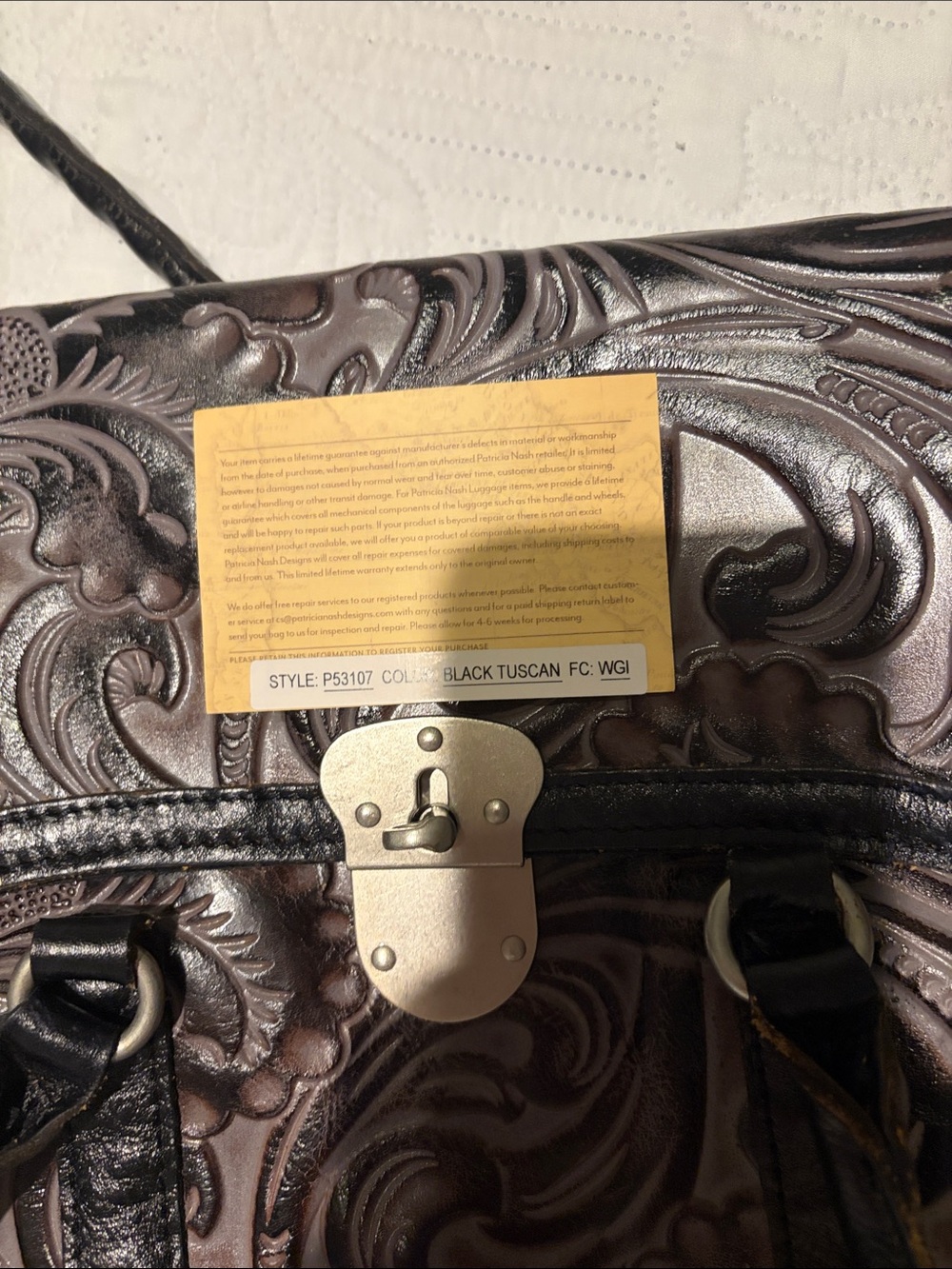 Patricia Nash Embossed Floral Leather Tote Bag - Picture 8 of 8